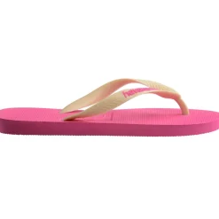 Ciabatte infradito da Donna rosa con fascette beige in gomma Havaianas