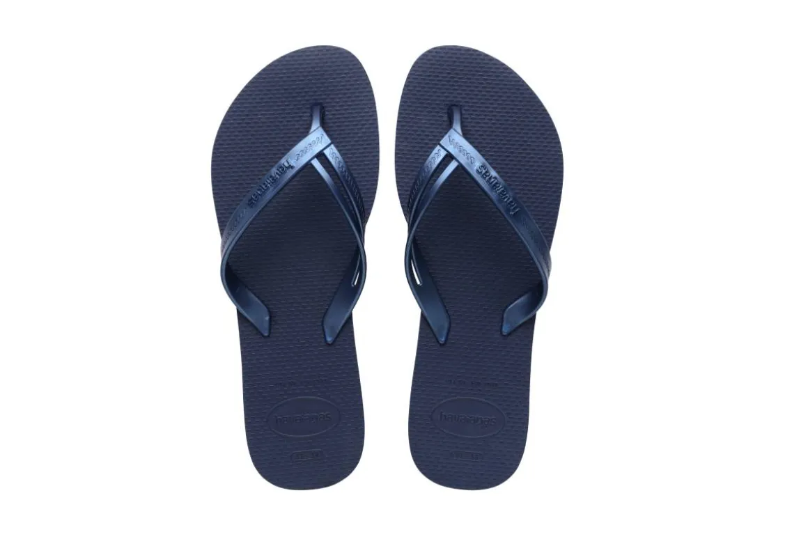 Ciabatte infradito Donna blu con fasce effetto metallizzato Havaianas