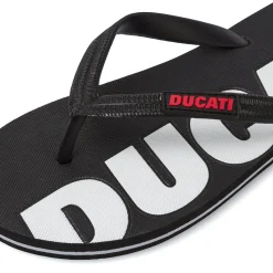 Ciabatte Infradito nere e rosse da Uomo con cinturino logato Ducati