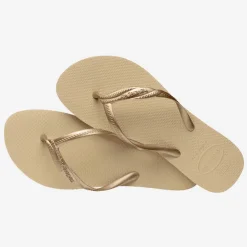 Ciabatte infradito oro e beige da Donna con logo Havaianas