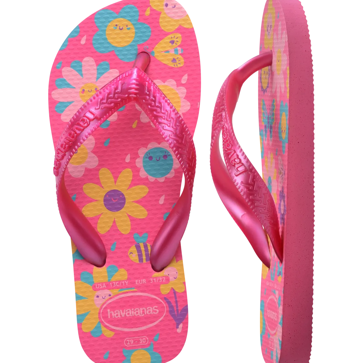 Ciabatte Infradito Rosa Bambina in gomma con stampa floreale Havaianas