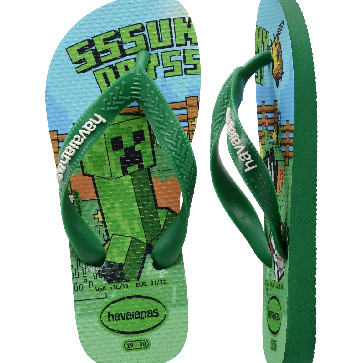 Ciabatte Infradito Verdi da Bambino a tema Minecraft Havaianas