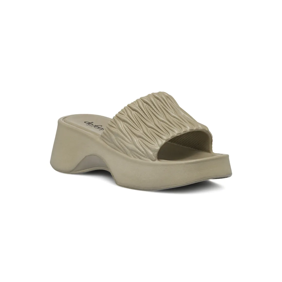 Ciabatte in gomma da Donna beige effetto plissé con zeppa De Fonseca