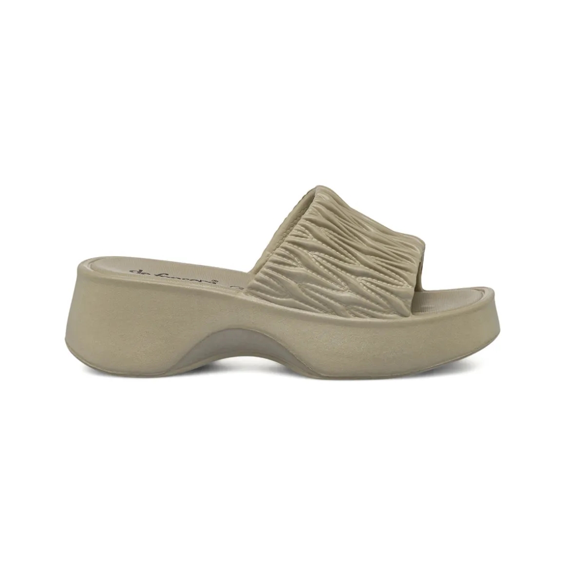 Ciabatte in gomma da Donna beige effetto plissé con zeppa De Fonseca