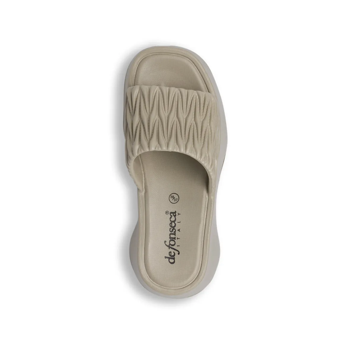 Ciabatte in gomma da Donna beige effetto plissé con zeppa De Fonseca