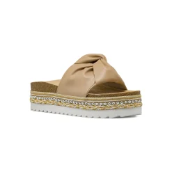 Ciabatte platform beige da Donna con inserto borchie Lora Ferres