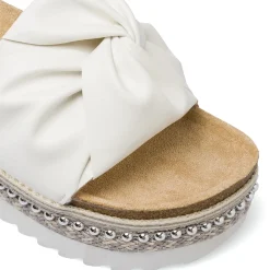 Ciabatte platform bianche da Donna con inserto borchie Lora Ferres