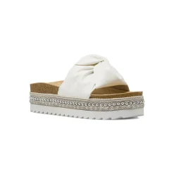 Ciabatte platform bianche da Donna con inserto borchie Lora Ferres