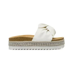 Ciabatte platform bianche da Donna con inserto borchie Lora Ferres