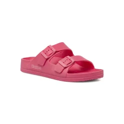 Ciabatte rosa da Ragazza con doppie fibbie regolabili e logo Kappa