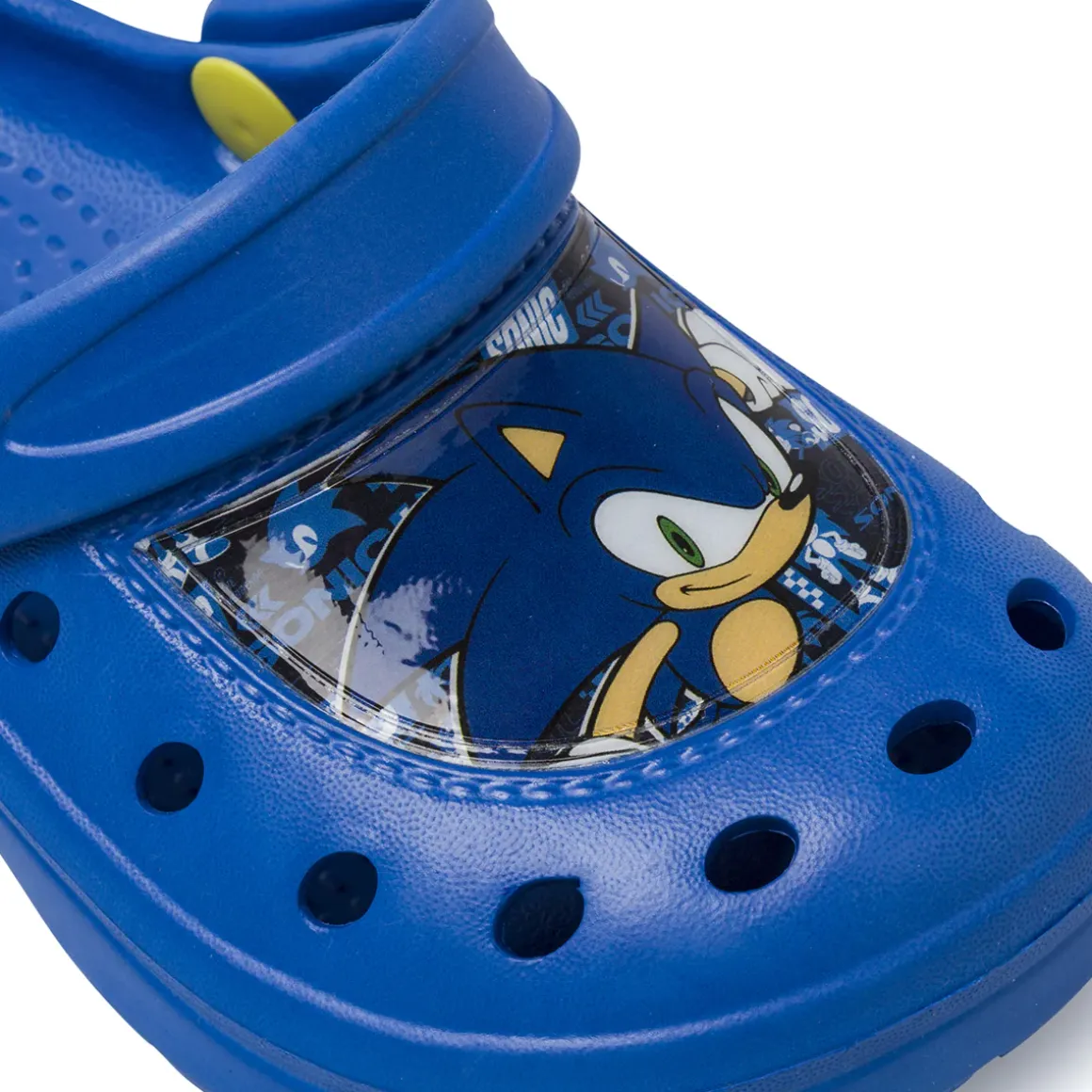 Ciabatte Sabot blu da Bambino con cinturino mobile e patch Sonic