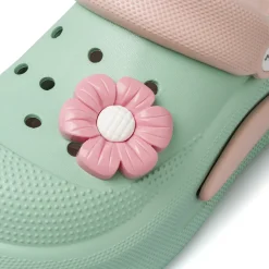 Ciabatte sabot verdi e rosa da Donna con suola alta De Fonseca