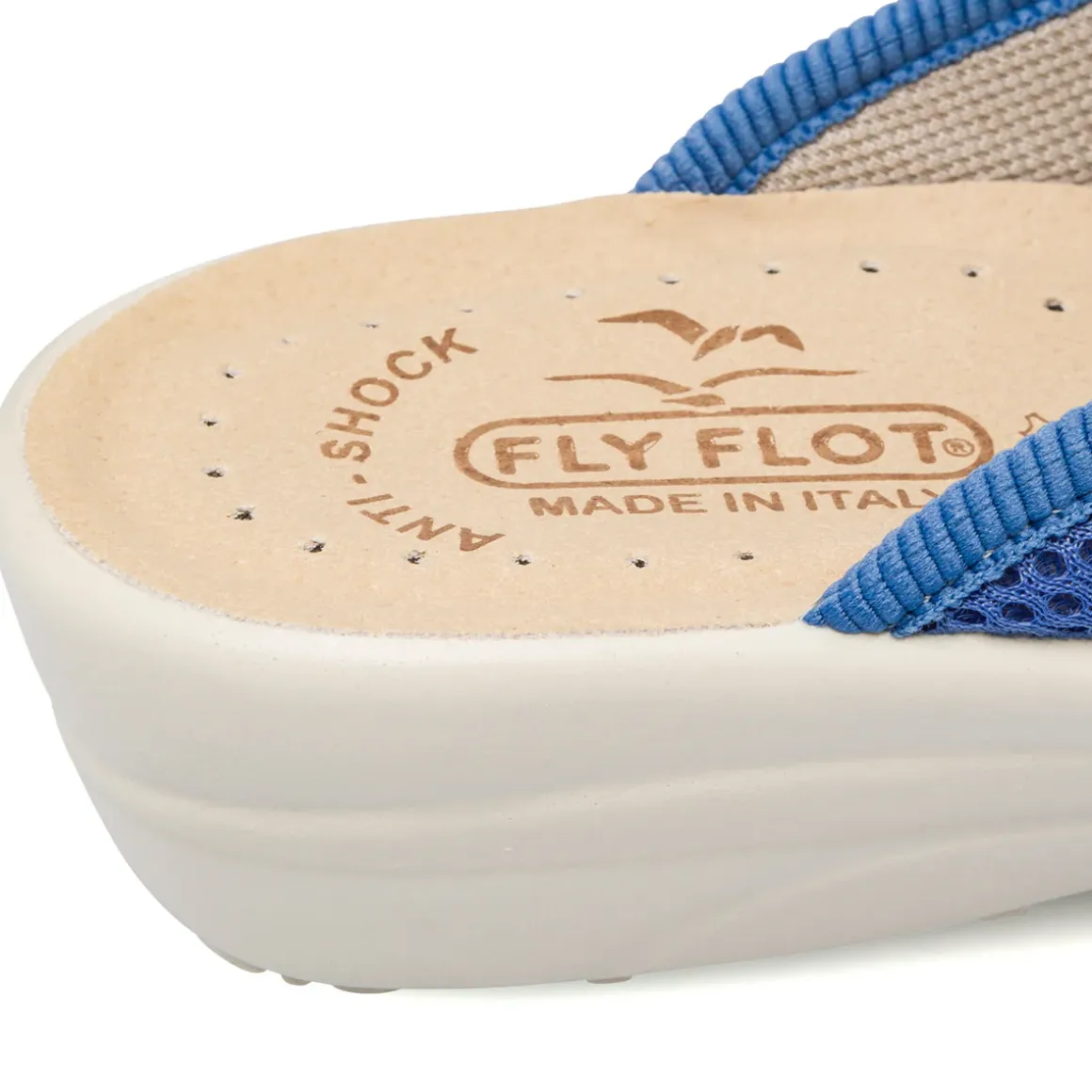 Ciabatte sanitarie azzurre da donna con sottopiede in pelle Fly Flot