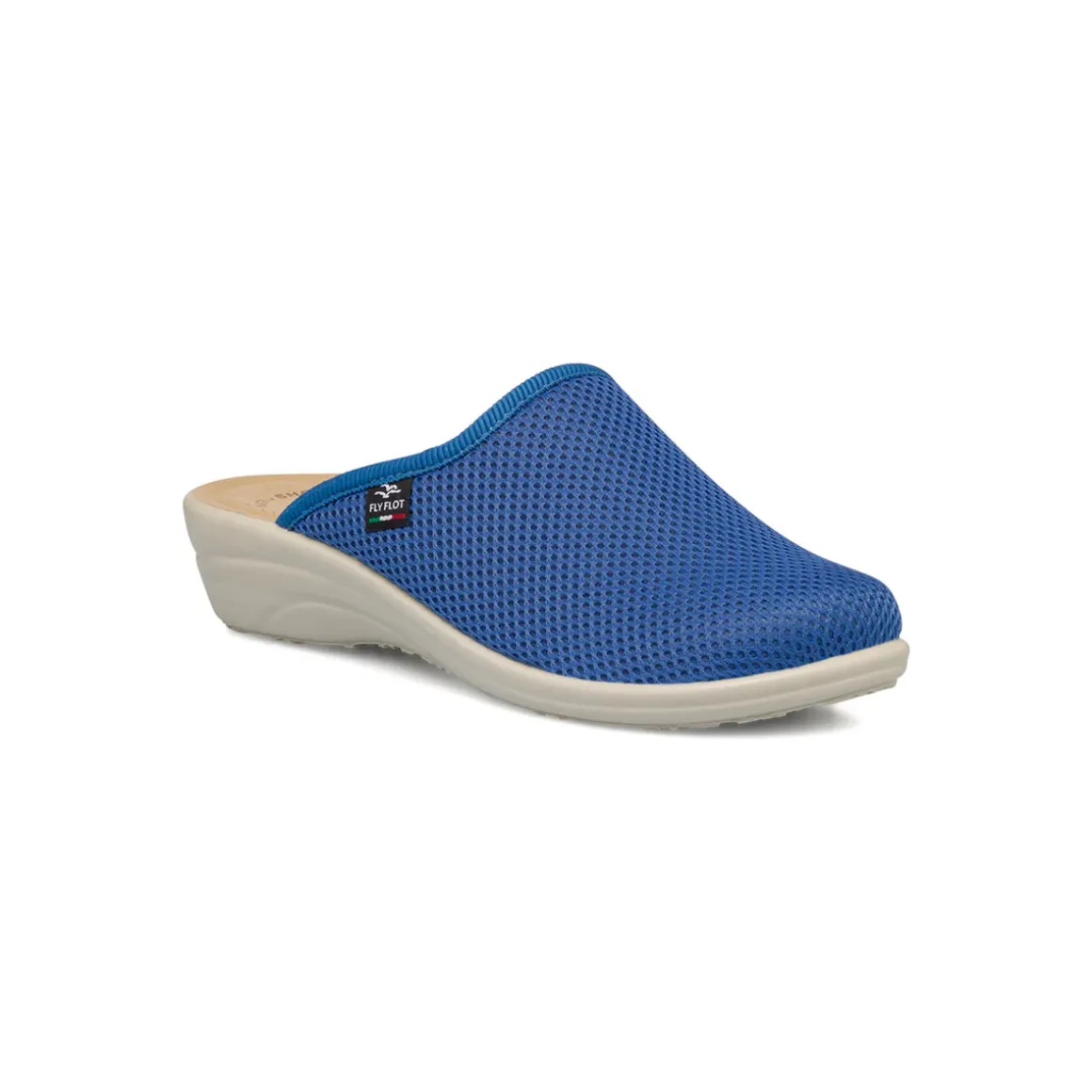 Ciabatte sanitarie azzurre da donna con sottopiede in pelle Fly Flot