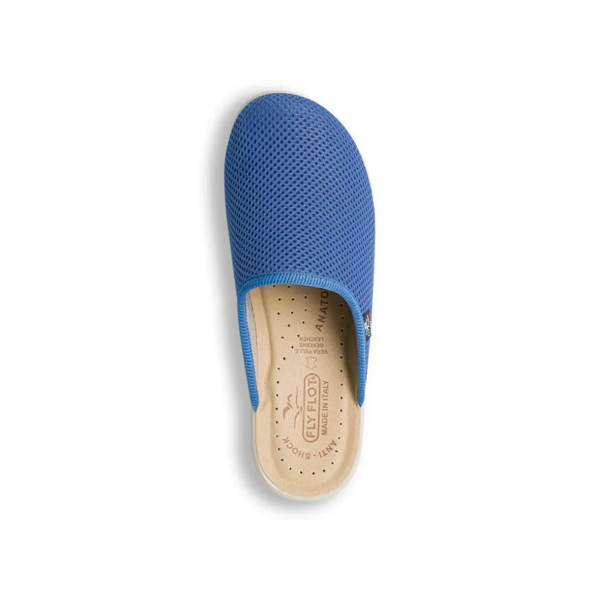 Ciabatte sanitarie azzurre da donna con sottopiede in pelle Fly Flot