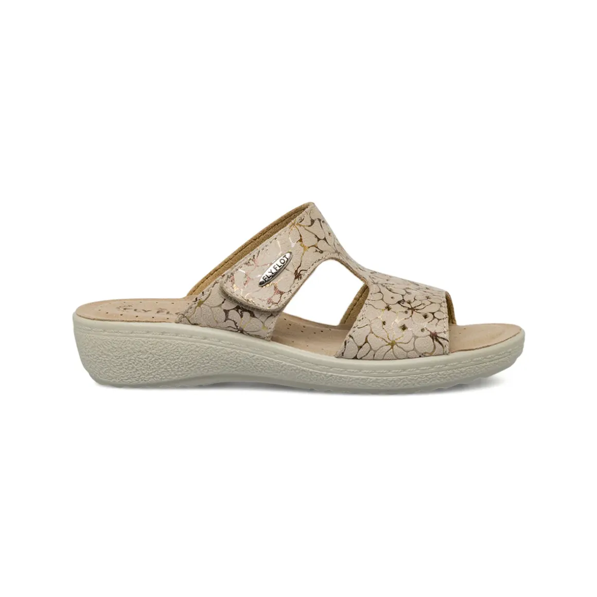 Ciabatte sanitarie beige da Donna con fantasia floreale Fly Flot