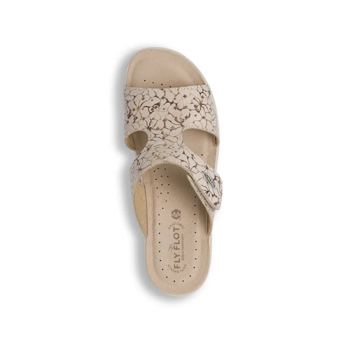 Ciabatte sanitarie beige da Donna con fantasia floreale Fly Flot