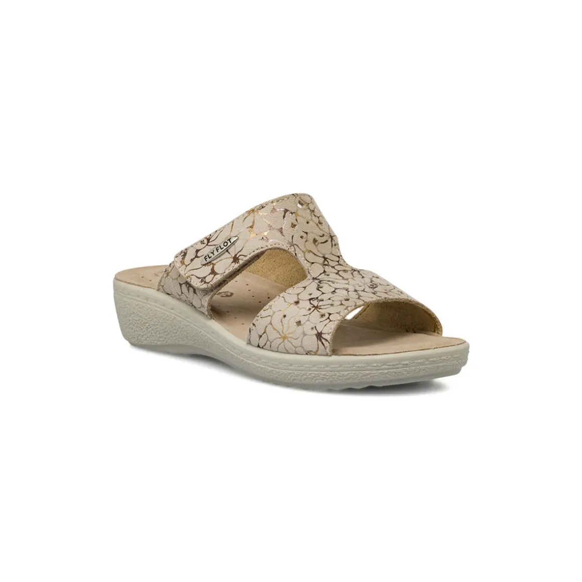 Ciabatte sanitarie beige da Donna con fantasia floreale Fly Flot