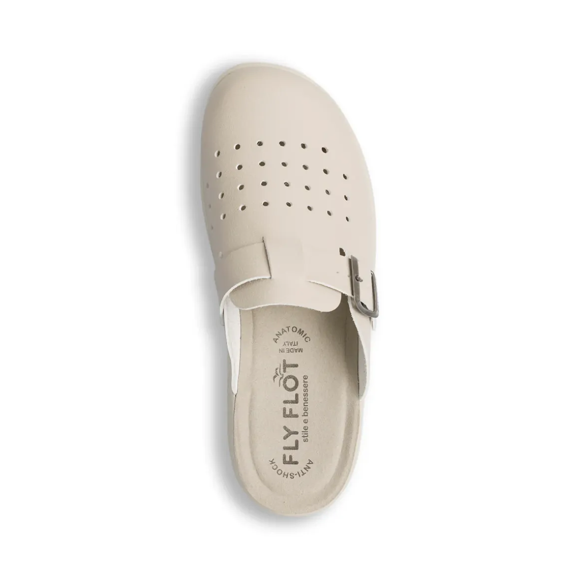 Ciabatte sanitarie beige da uomo con sottopiede anatomico Fly Flot