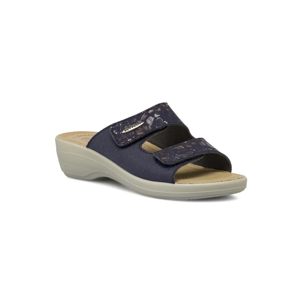 Ciabatte sanitarie blu da Donna con zeppa e soletta in pelle Fly Flot