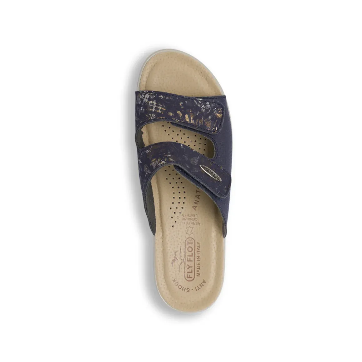 Ciabatte sanitarie blu da Donna con zeppa e soletta in pelle Fly Flot