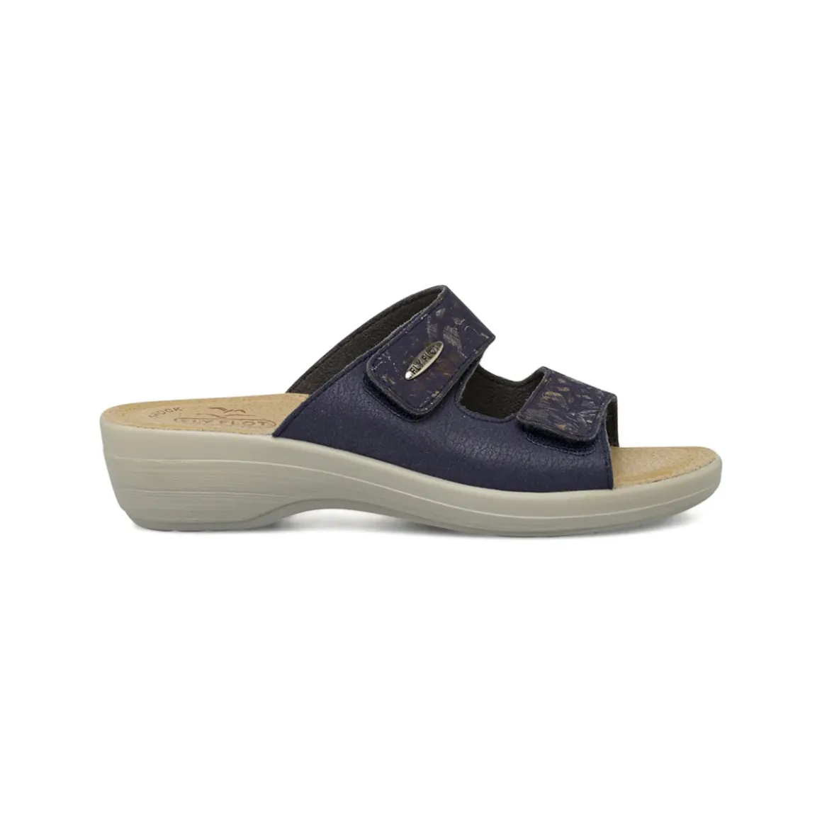 Ciabatte sanitarie blu da Donna con zeppa e soletta in pelle Fly Flot