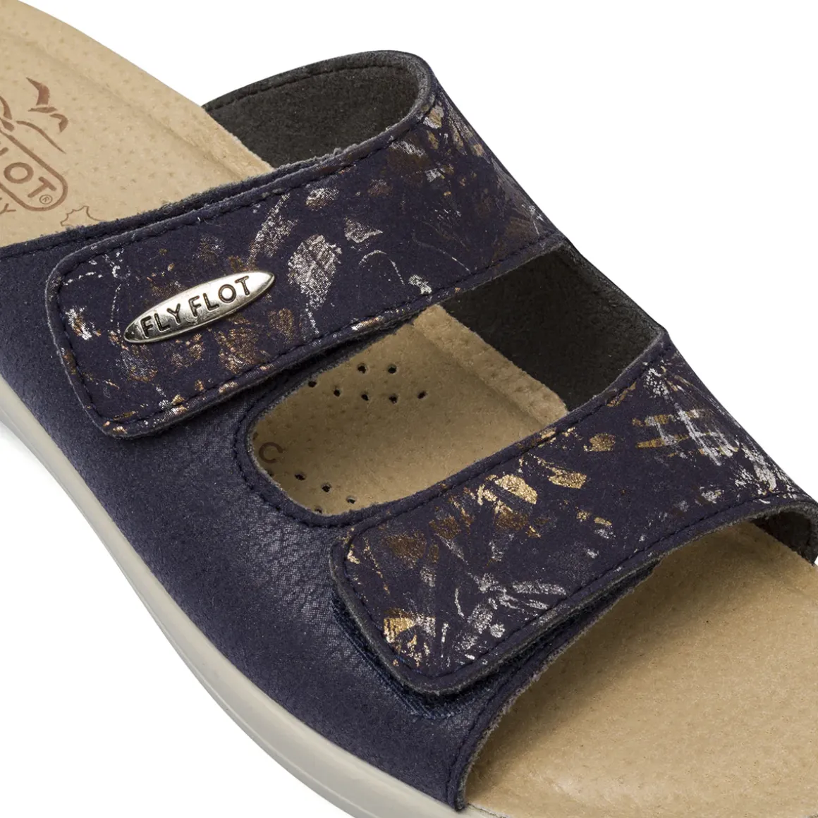Ciabatte sanitarie blu da Donna con zeppa e soletta in pelle Fly Flot