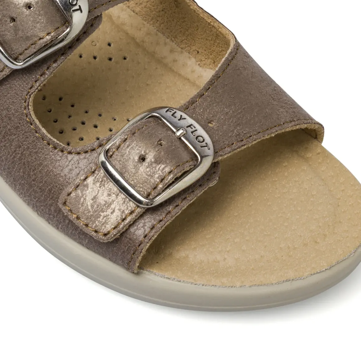 Ciabatte sanitarie da Donna bronzo con sottopiede in pelle Fly Flot