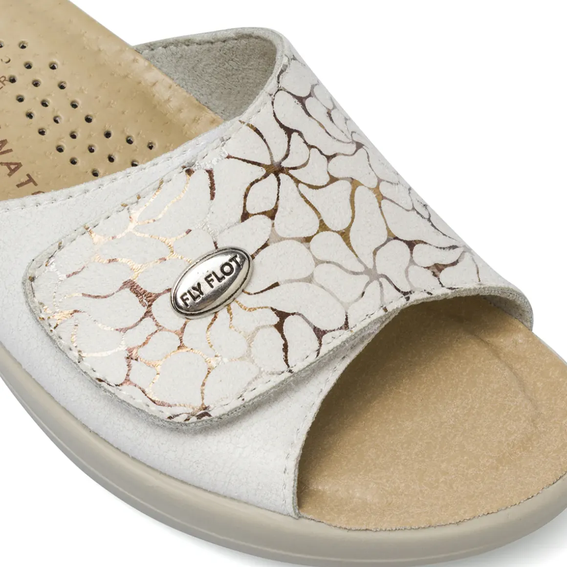 Ciabatte sanitarie da Donna bianche con fantasia floreale Fly Flot