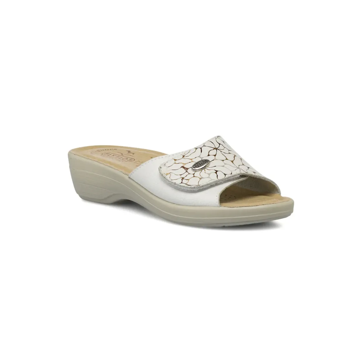 Ciabatte sanitarie da Donna bianche con fantasia floreale Fly Flot