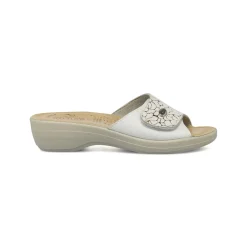 Ciabatte sanitarie da Donna bianche con fantasia floreale Fly Flot