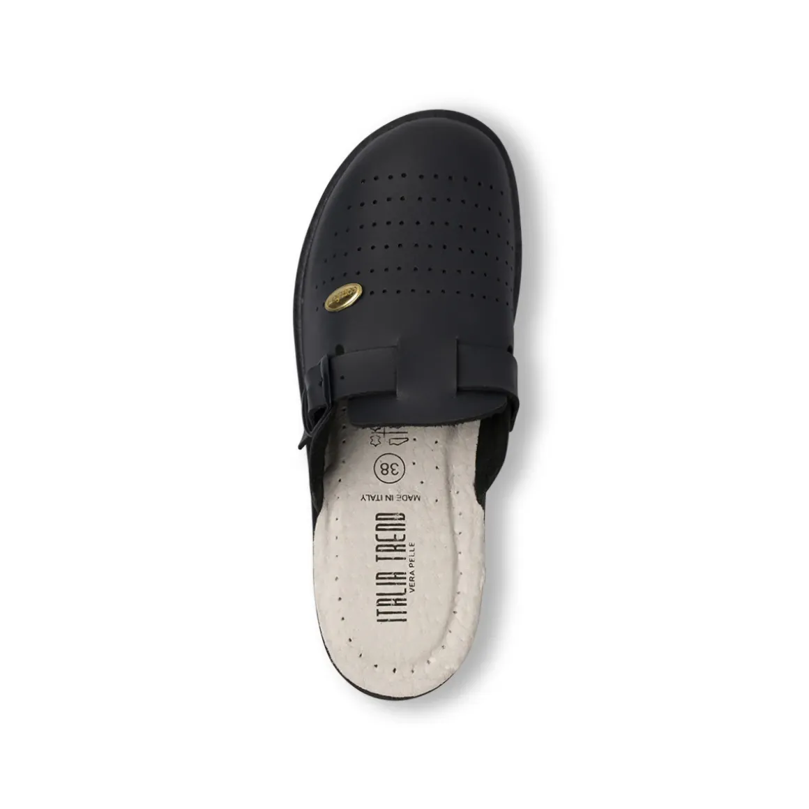 Ciabatte sanitarie da donna blu con soletta in pelle Italia Trend
