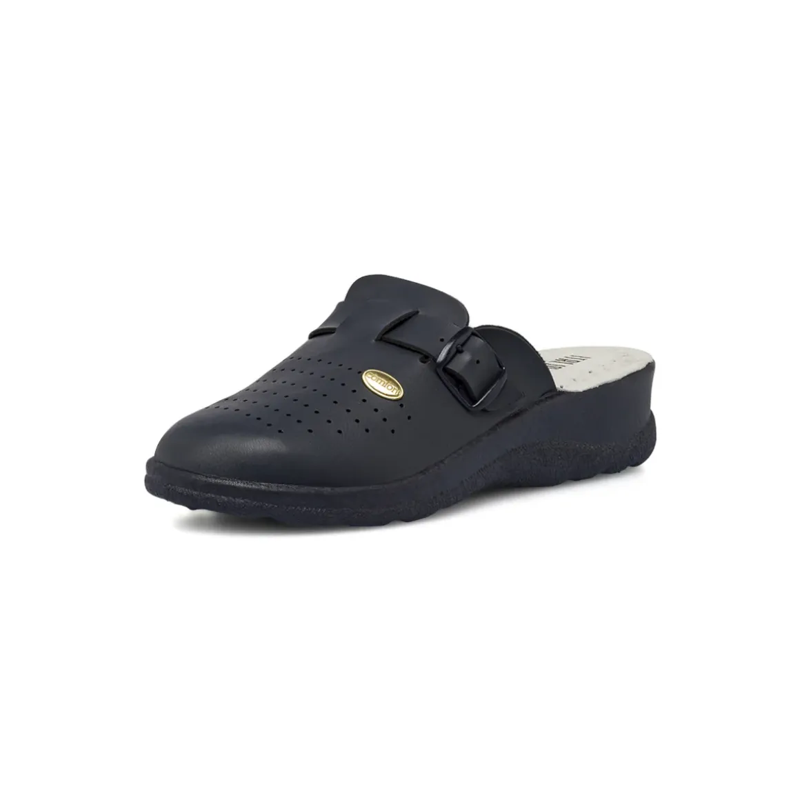 Ciabatte sanitarie da donna blu con soletta in pelle Italia Trend