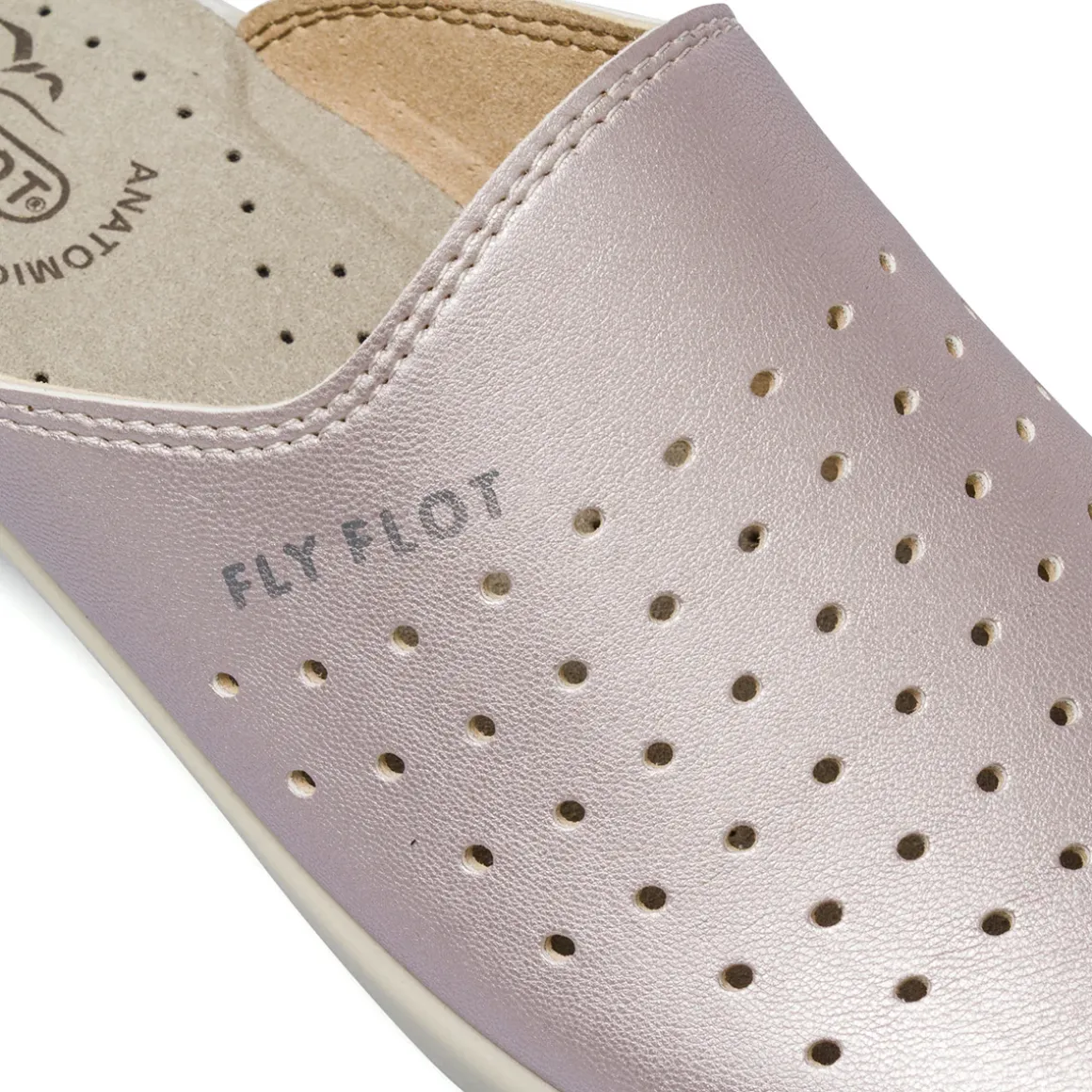 Ciabatte sanitarie da Donna rosa metallizzato traforate Fly Flot