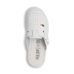 Ciabatte sanitarie da uomo bianche Italia Trend con soletta in pelle
