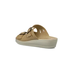 Ciabatte sanitarie taupe da Donna in pelle con zeppa Fly Flot