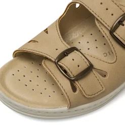 Ciabatte sanitarie taupe da Donna in pelle con zeppa Fly Flot