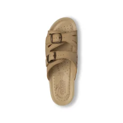Ciabatte sanitarie taupe da Donna in pelle con zeppa Fly Flot