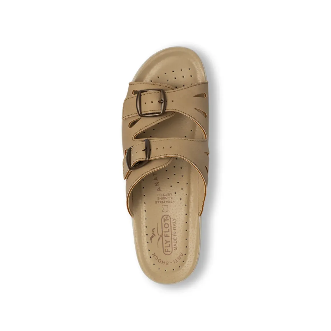 Ciabatte sanitarie taupe da Donna in pelle con zeppa Fly Flot