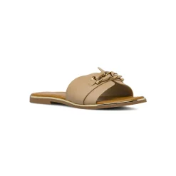 Ciabattine beige da Donna con catena dorata decorativa Lora Ferres