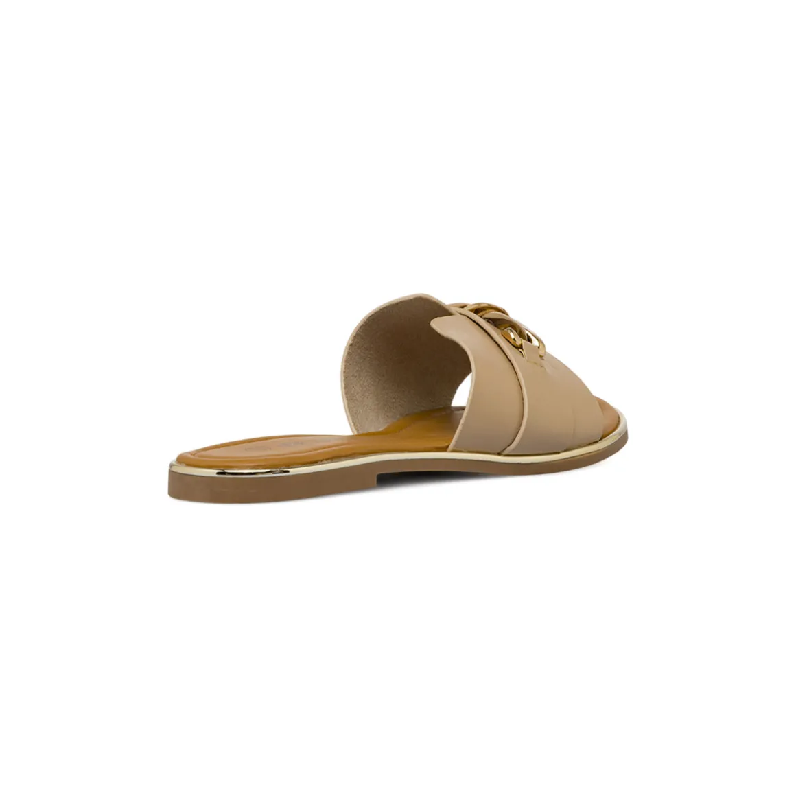 Ciabattine beige da Donna con catena dorata decorativa Lora Ferres