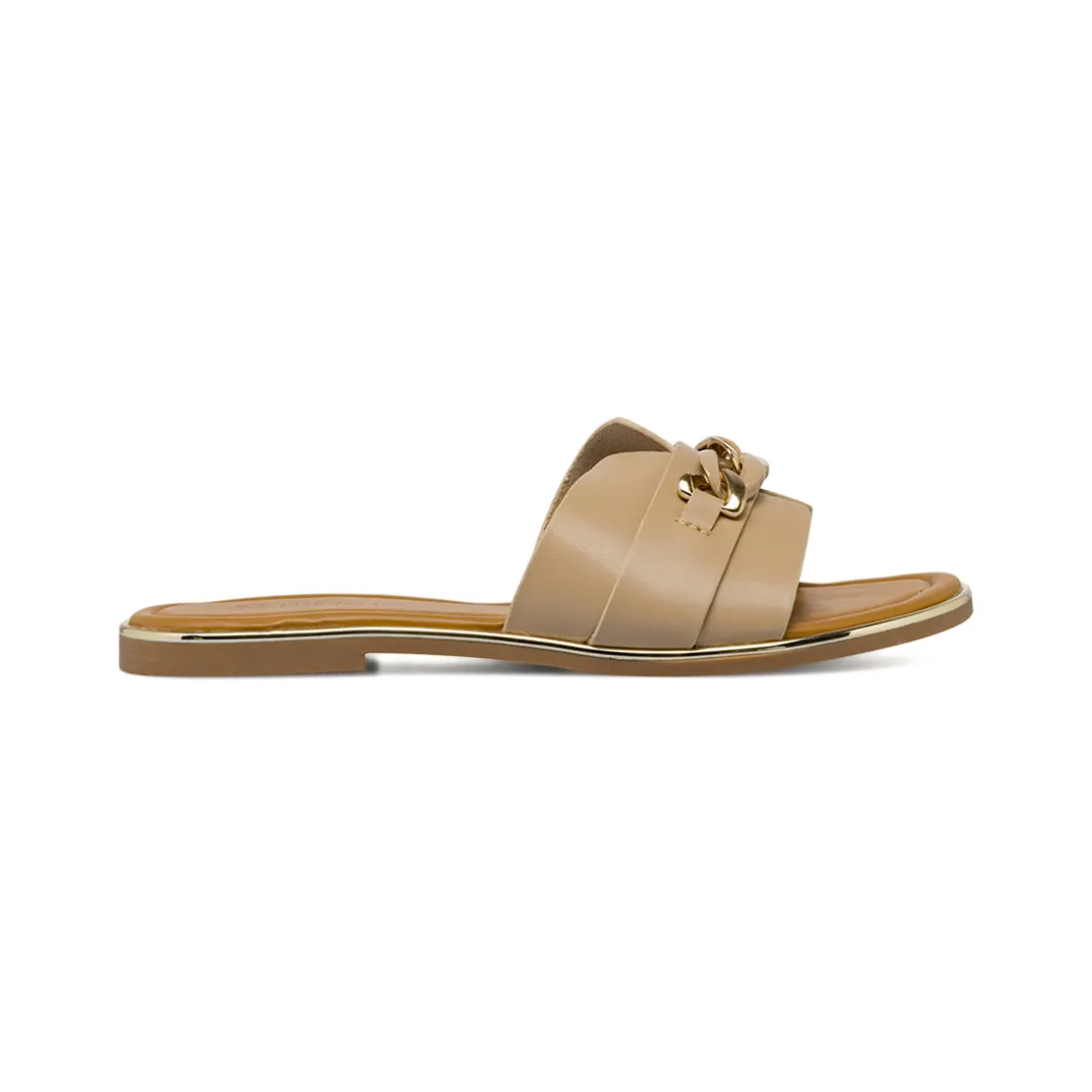 Ciabattine beige da Donna con catena dorata decorativa Lora Ferres