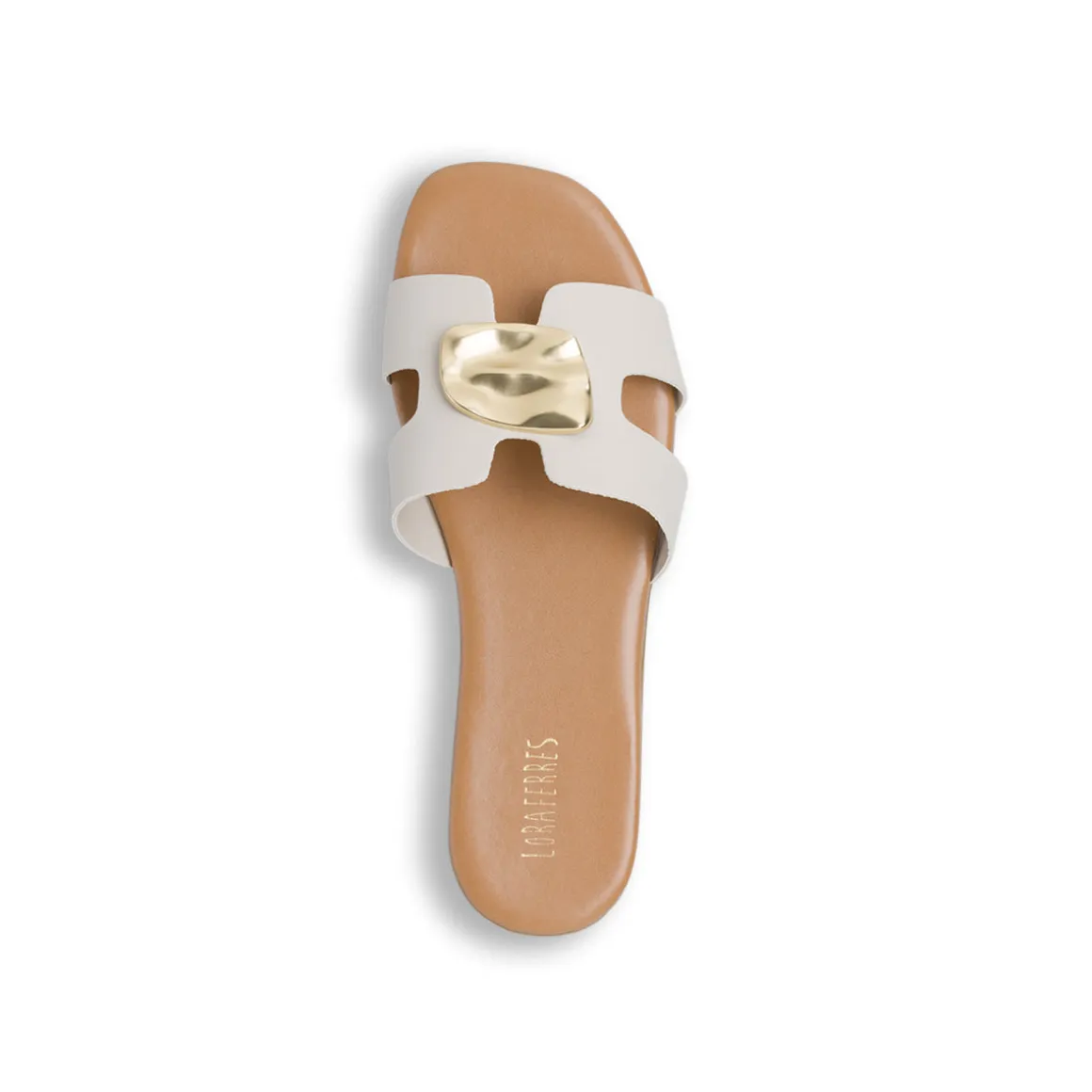 Ciabattine Bianche Donna con fascia a H e dettaglio oro Lora Ferres