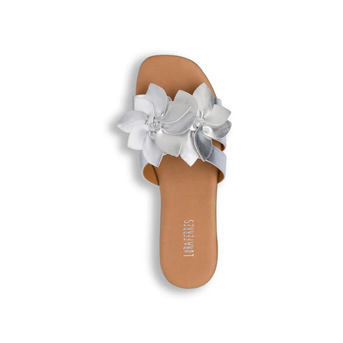 Ciabattine flat argento da Donna con motivo decorativo floreale Lora Ferres