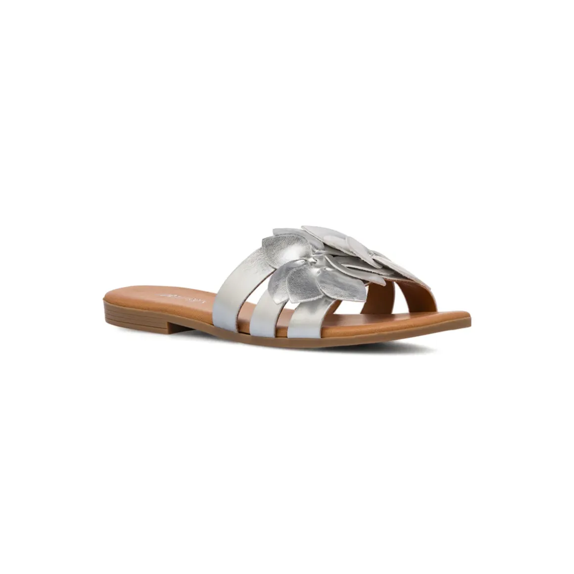 Ciabattine flat argento da Donna con motivo decorativo floreale Lora Ferres
