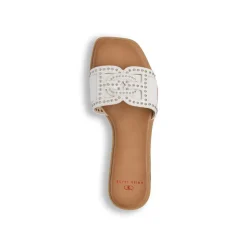 Ciabattine Flat Bianche da Donna con borchie sulla tomaia Swish Jeans