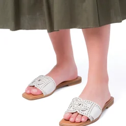 Ciabattine Flat Bianche da Donna con borchie sulla tomaia Swish Jeans