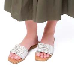 Ciabattine Flat Bianche da Donna con borchie sulla tomaia Swish Jeans