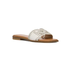 Ciabattine Flat Bianche da Donna con borchie sulla tomaia Swish Jeans
