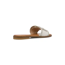 Ciabattine Flat Bianche da Donna con borchie sulla tomaia Swish Jeans